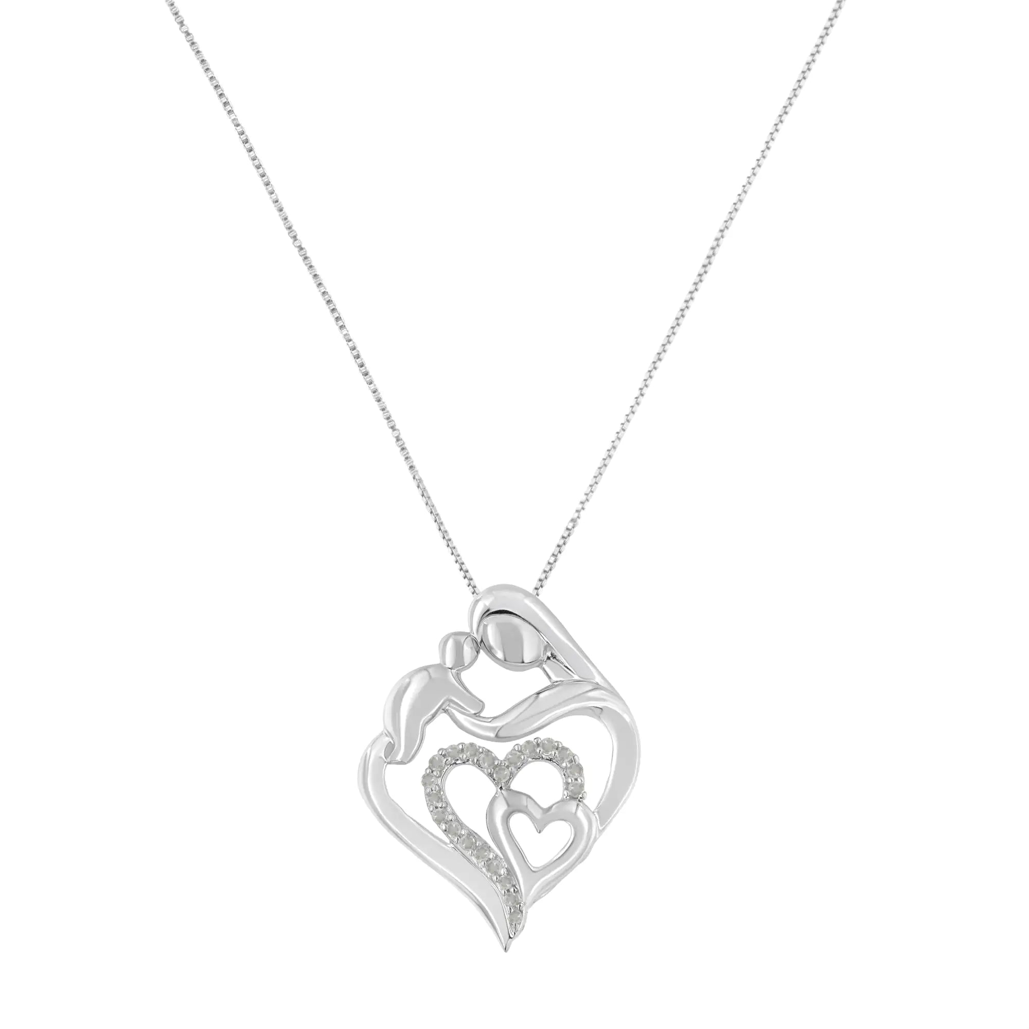 Mother with Child Heart Shape Pendant Necklace  