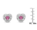 Pink Sapphire Diamond-Accented 5/8" Heart-Shaped Rope Stud Earrings 