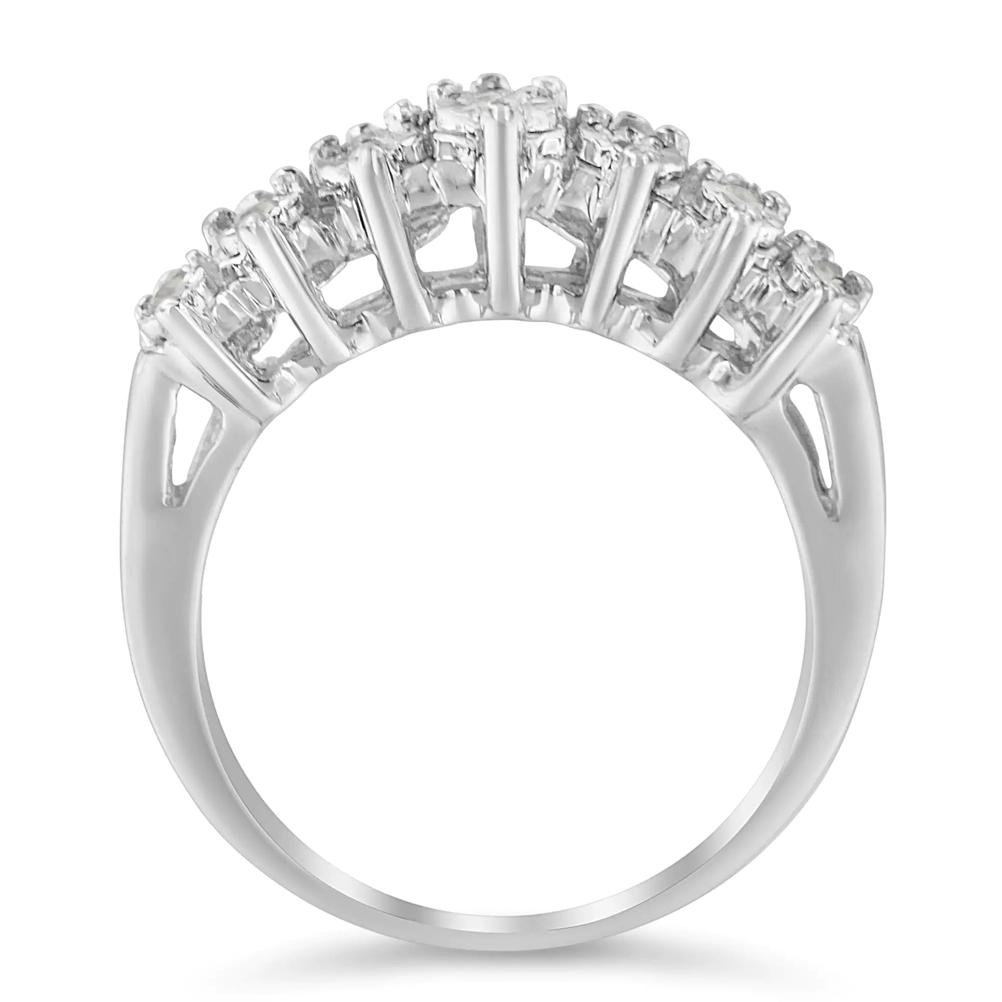 Miracle-Set Diamond Two Row Split Shank Modern Band Ring 