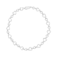 Prong Set Diamond Accent Alternating Heart Link Bracelet