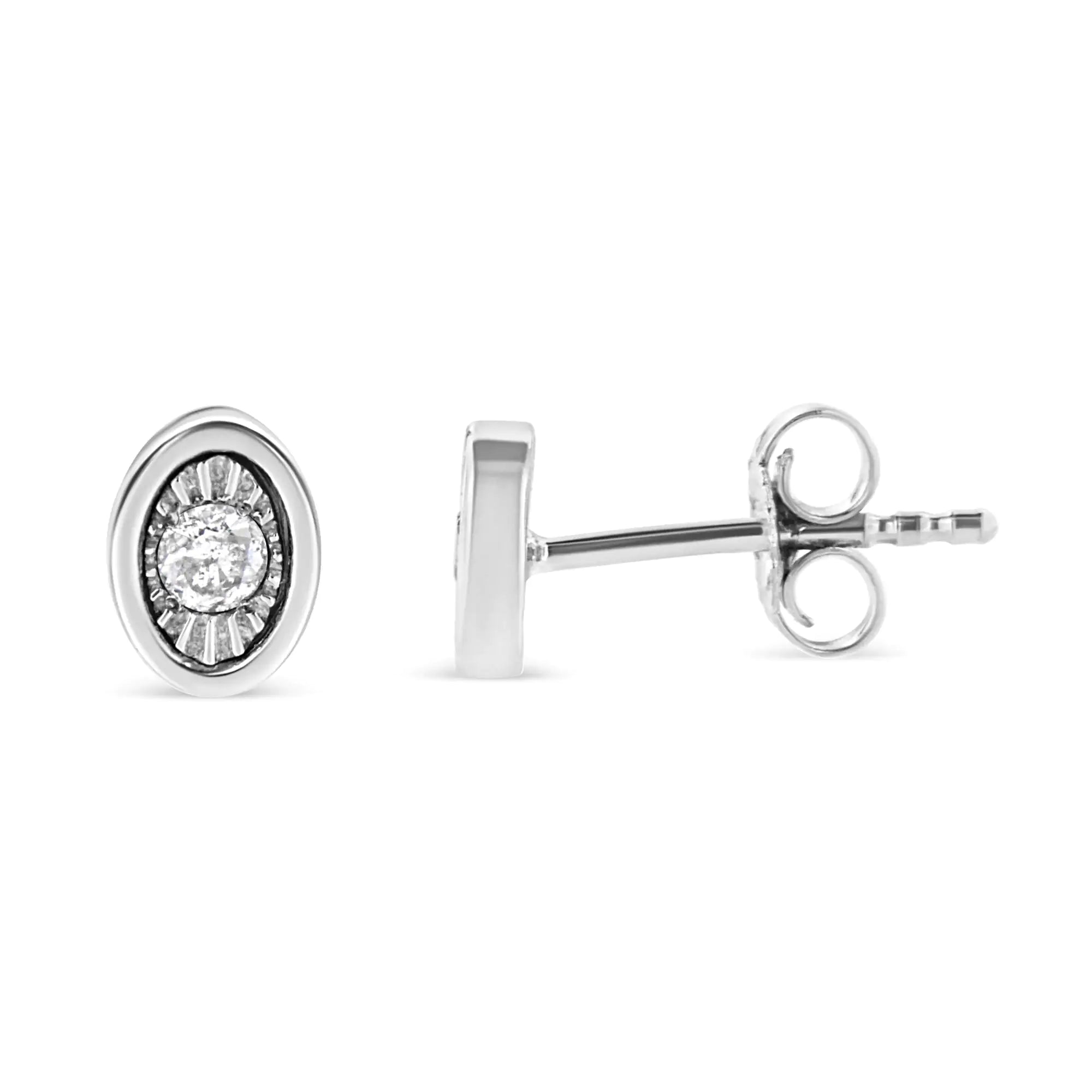 925 Sterling Silver 1/10 Cttw Miracle-Set Diamond Stud Earrings  