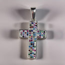 Multicolor Cubic Zirconia Sterling Silver Cross Pendant