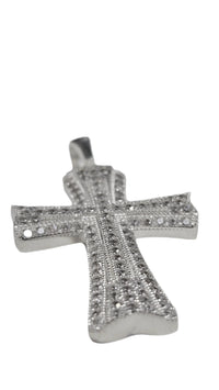 Unisex Cubic Zirconia Sterling Silver Cross Pendant