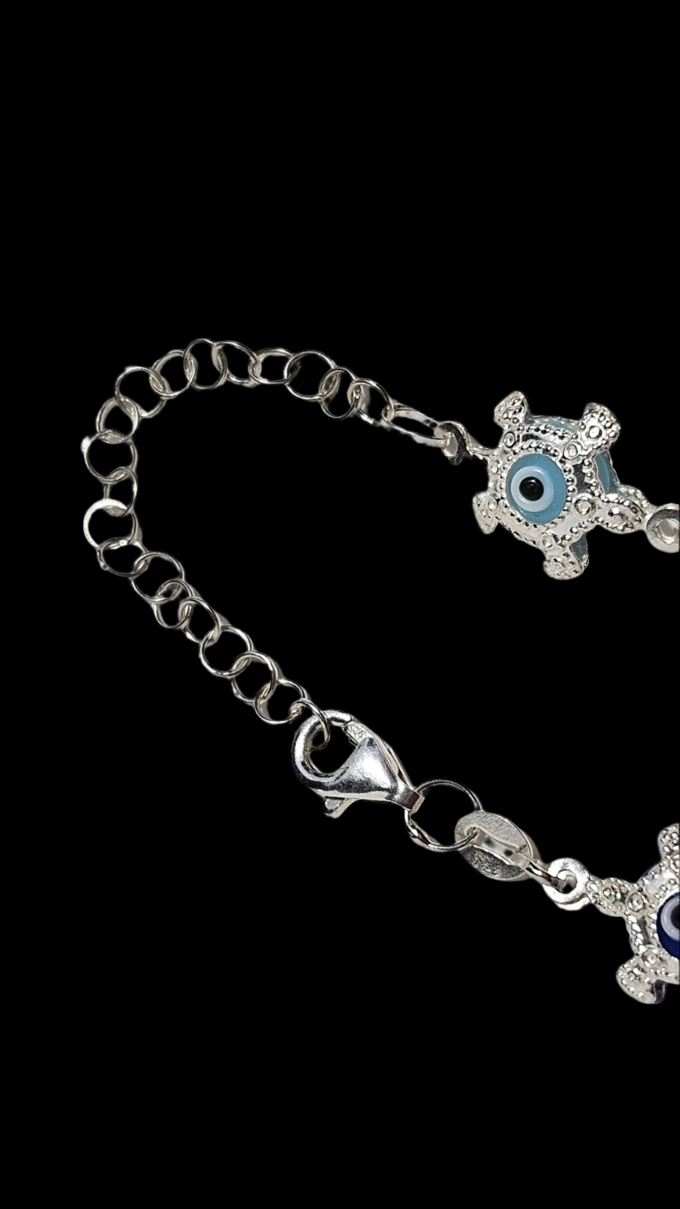 Multi Color Eye Sterling Silver Bracelet