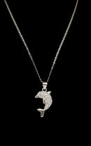 Cubic Zirconia Sterling Silver Dolphin Pendant