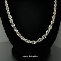  22'' Men's Solid Rope Sterling Silver Necklace  