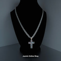 Multicolor Cubic Zirconia Sterling Silver Cross Pendant