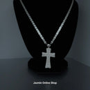 Unisex Cubic Zirconia Sterling Silver Cross Pendant