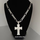 Men's Sterling Silver Faux Diamond-Embellished Crucifix Pendant