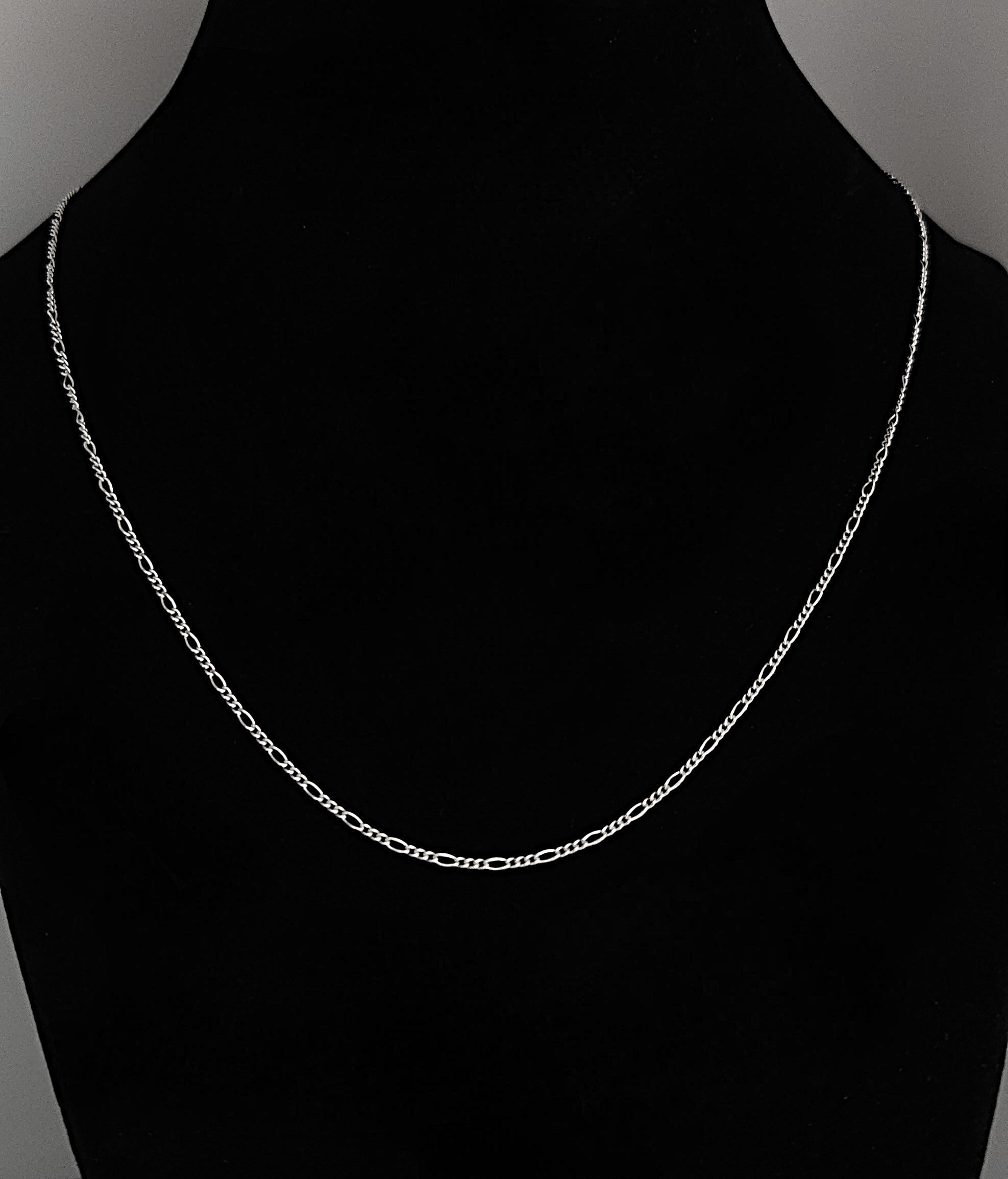 Women's 18'' or 20'' Sterling Silver Figaro Necklace