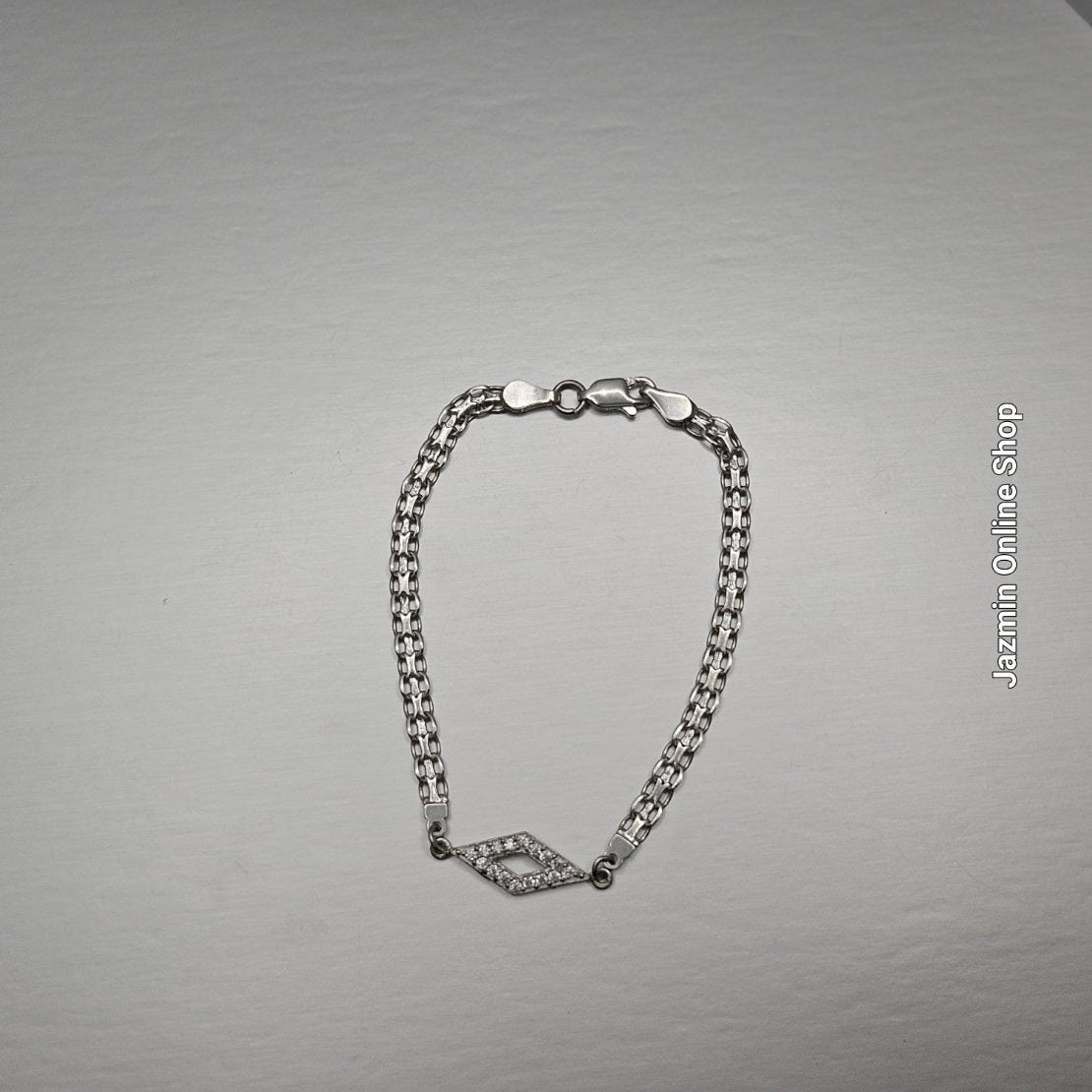 Rolo Bracelet with Diamond Shaped Pendant