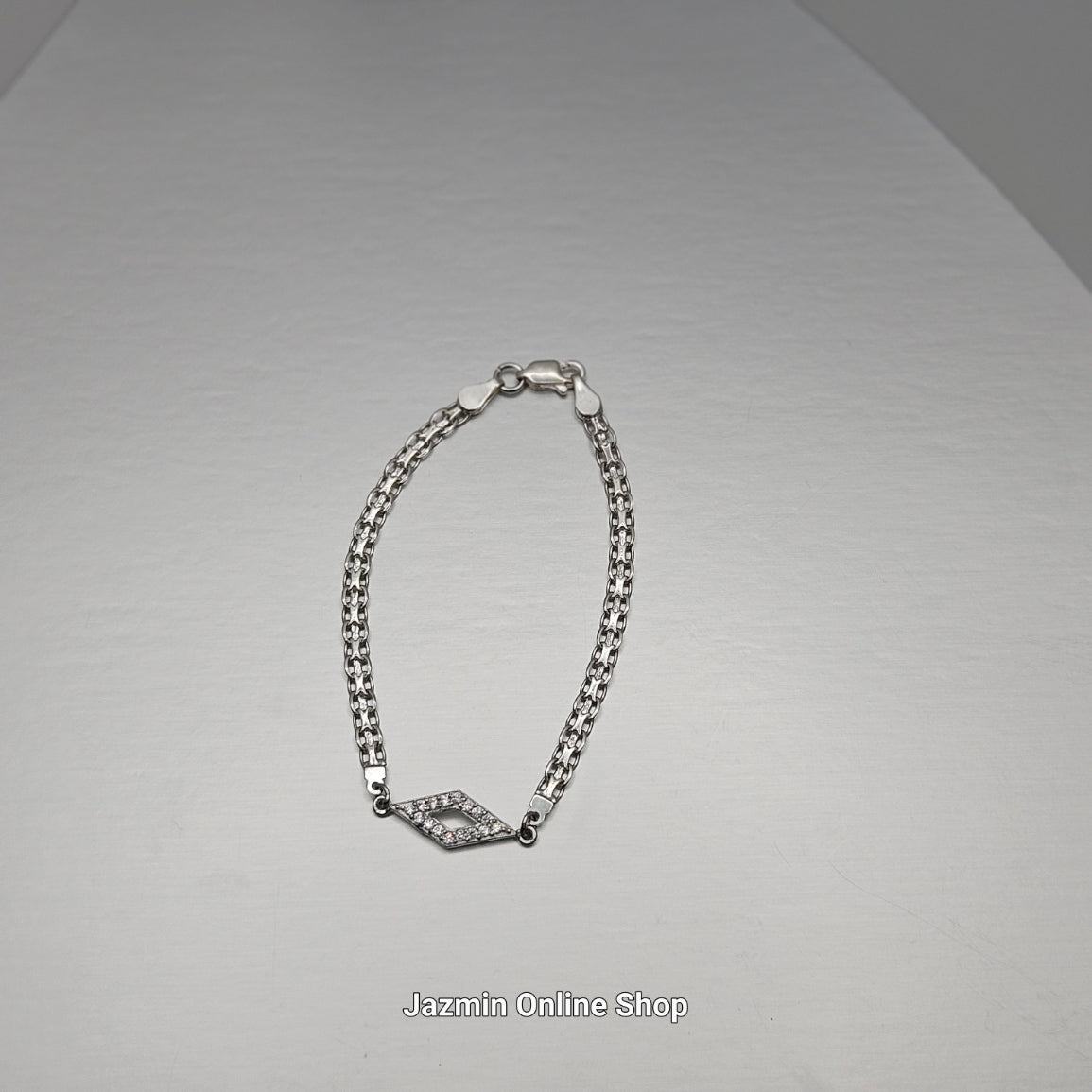 Rolo Cubic Zirconia Sterling Silver Bracelet