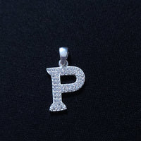 Initial Letter Charms Zirconia Sterling Silver Pendant 