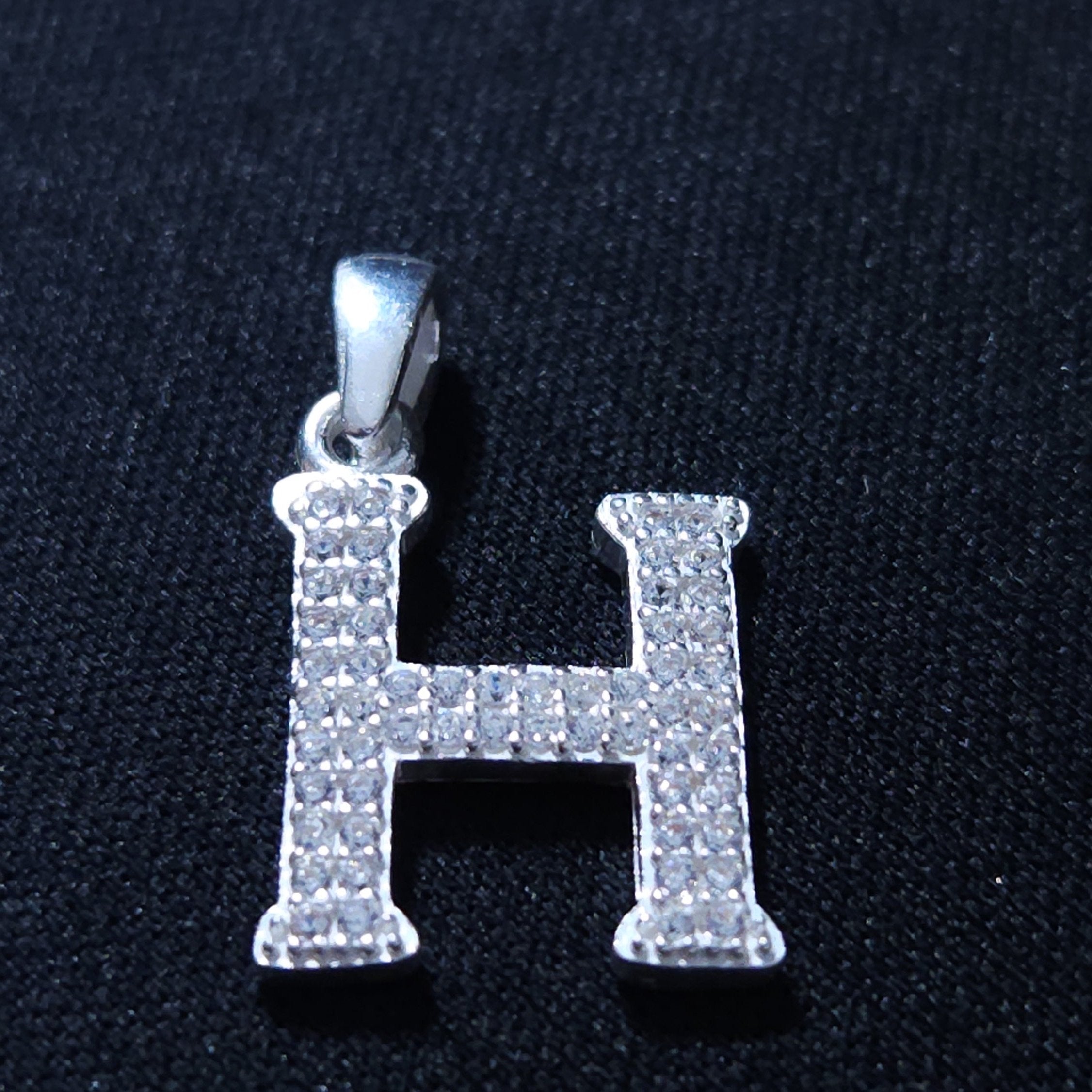 Initial Letter Charms Zirconia Sterling Silver Pendant 