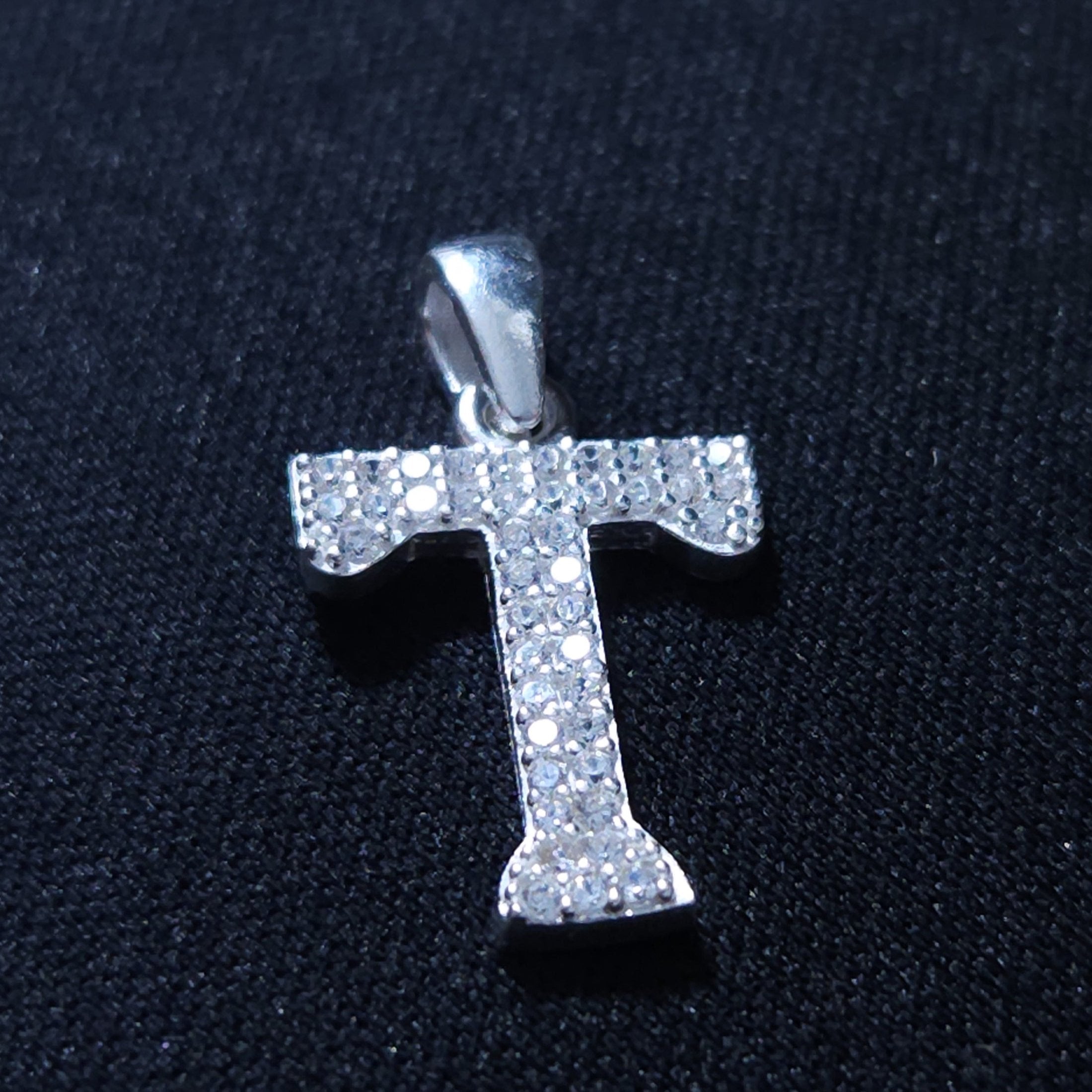 Initial Letter Charms Zirconia Sterling Silver Pendant 