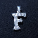 Initial Letter Charms Zirconia Sterling Silver Pendant 