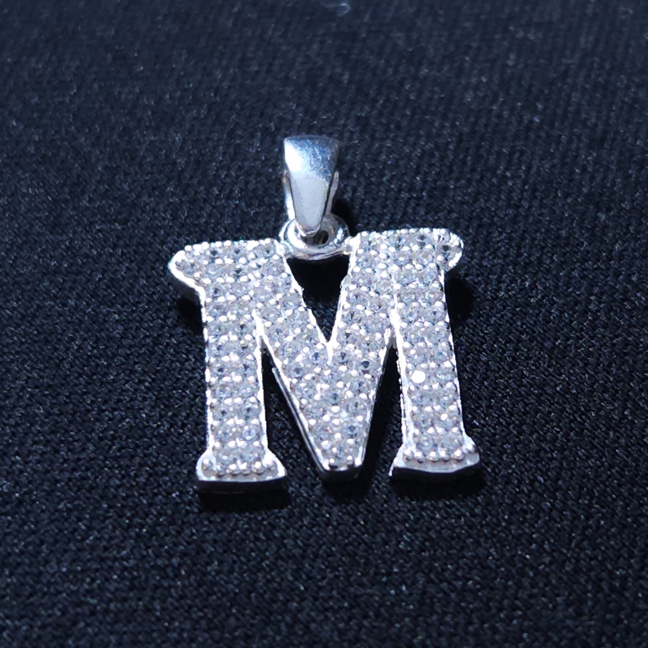 Initial Letter Charms Zirconia Sterling Silver Pendant 