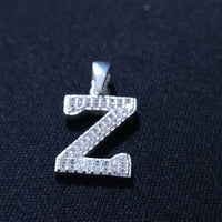 Initial Letter Charms Zirconia Sterling Silver Pendant 