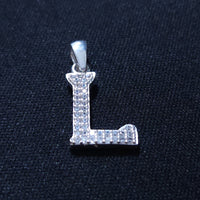 Initial Letter Charms Zirconia Sterling Silver Pendant 