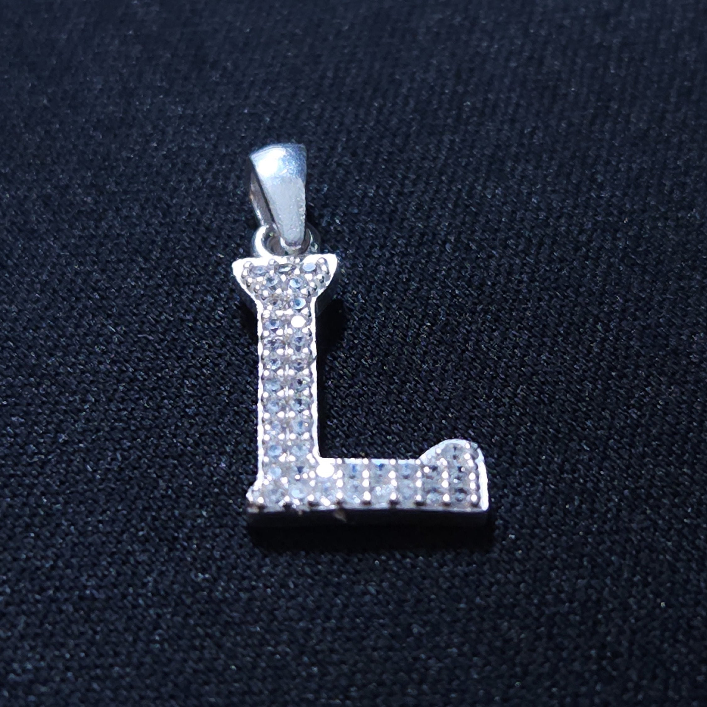 Initial Letter Charms Zirconia Sterling Silver Pendant 