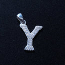 Initial Letter Charms Zirconia Sterling Silver Pendant 