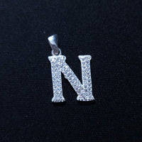 Initial Letter Charms Zirconia Sterling Silver Pendant 