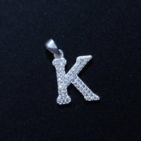 Initial Letter Charms Zirconia Sterling Silver Pendant 