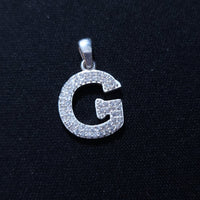 Initial Letter Charms Zirconia Sterling Silver Pendant 