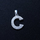 Initial Letter Charms Zirconia Sterling Silver Pendant 