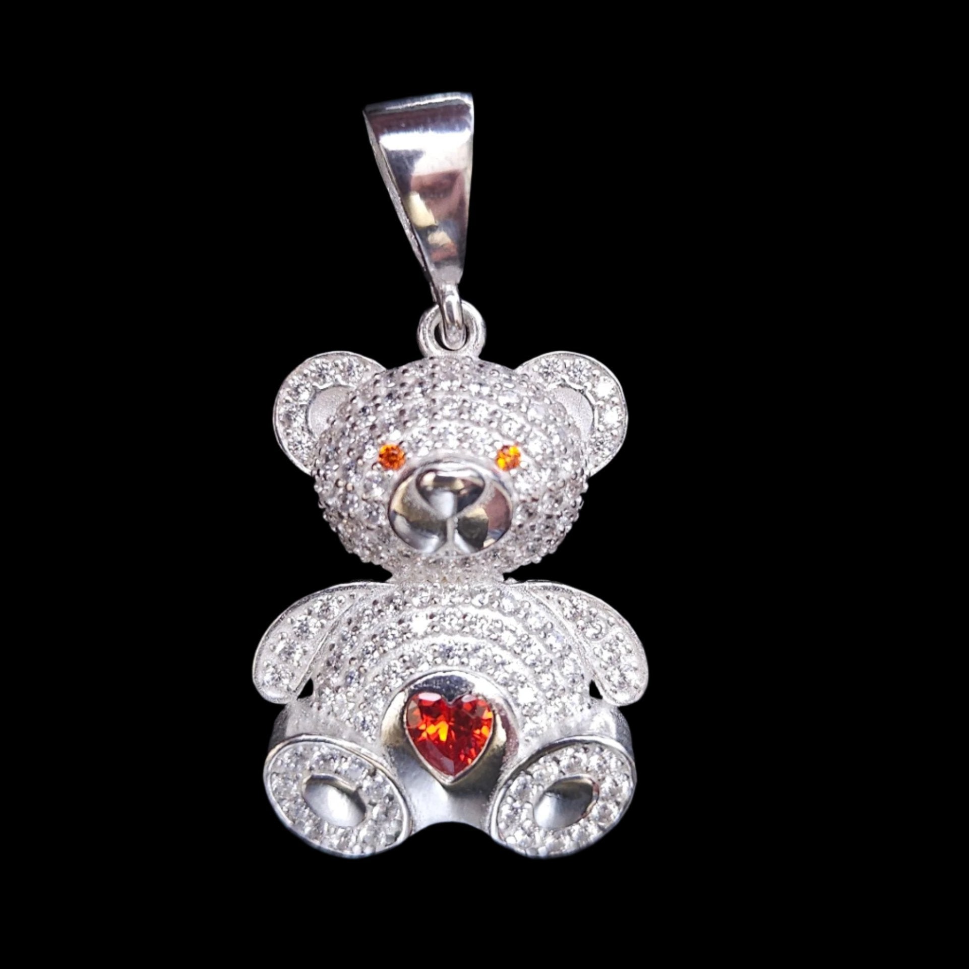 Moissanite Teddy Bear Sterling Silver Pendant