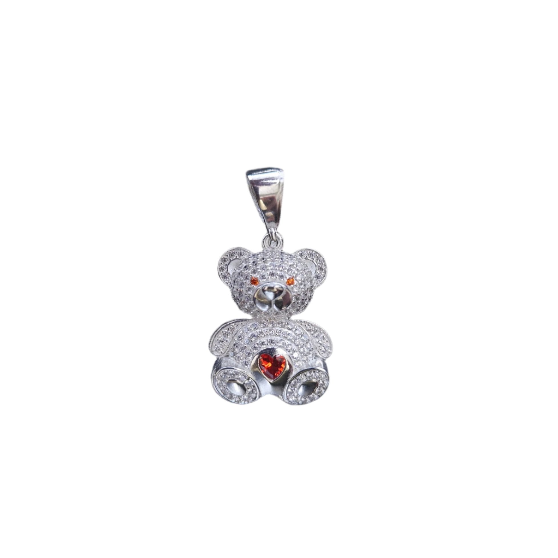 Moissanite Teddy Bear Sterling Silver Pendant