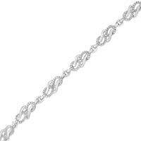 Prong Set Diamond Accent Infinity Weave Link 7.25" Bracelet 