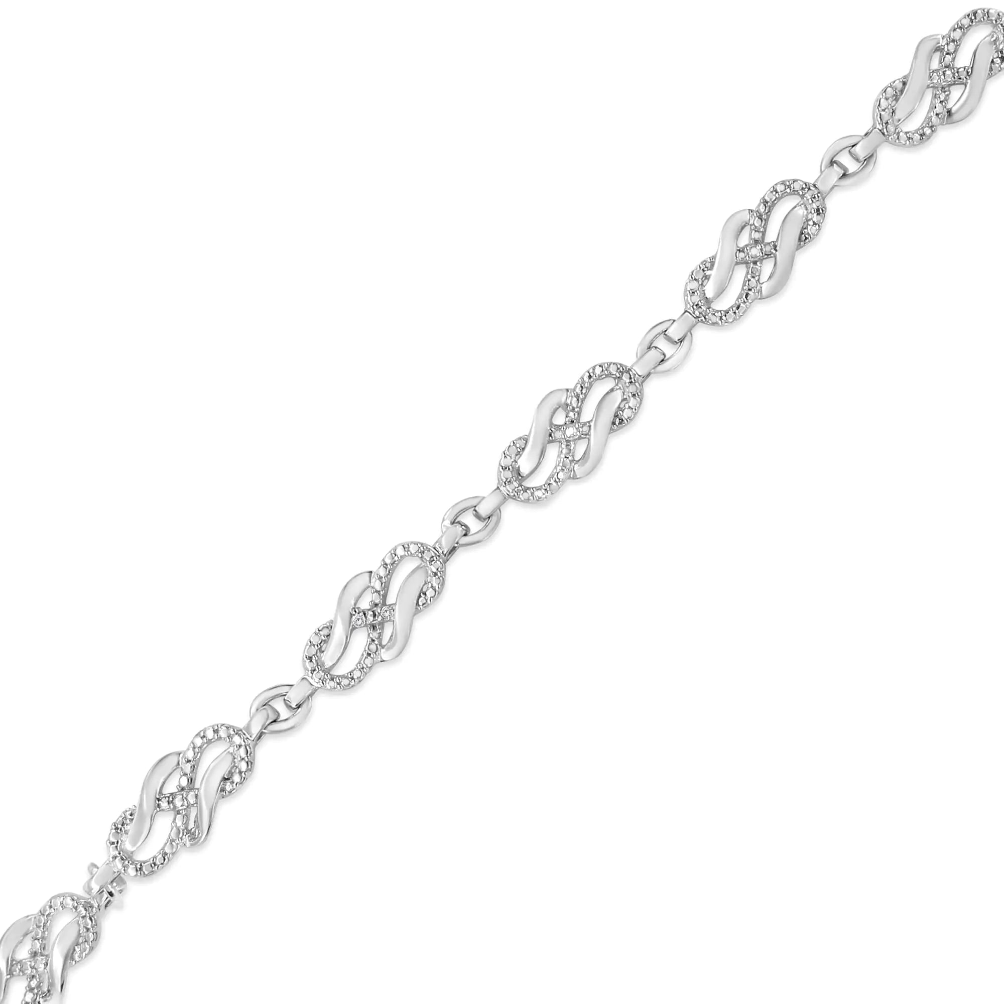 Prong Set Diamond Accent Infinity Weave Link 7.25" Bracelet 