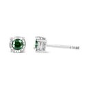 Rose Cut Treated Green Diamond Solitaire Stud Earrings