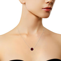 Bezel Set 3.5mm Created Gemstone Solitaire 18" Pendant Necklace