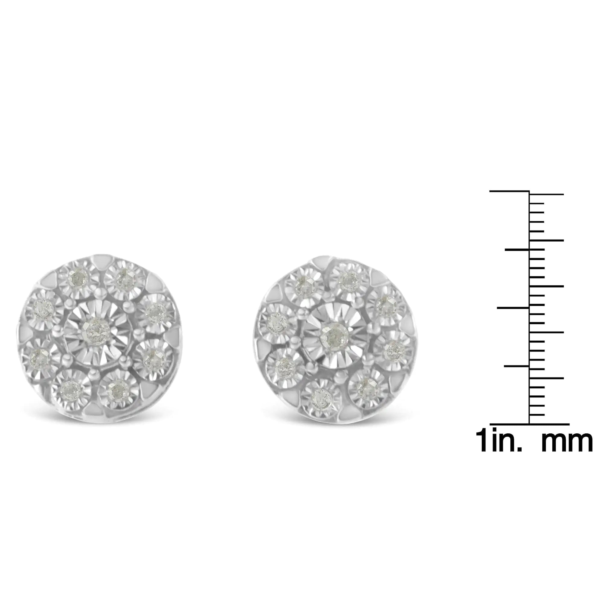 Miracle-Set Floral Cluster Push Back Stud Earrings