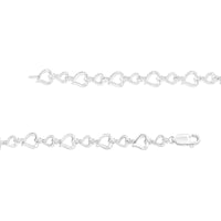 Prong Set Diamond Accent Alternating Heart Link Bracelet