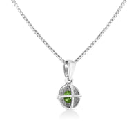 Treated Color Diamond Solitaire 18" Milgrain Pendant Necklace