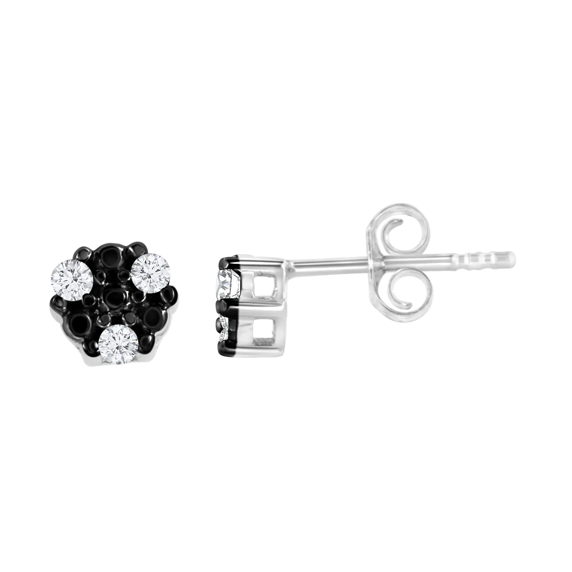 Round-Cut Trio Diamond Accent Stud Earrings