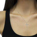 Brilliant-Cut Diamond Miracle-Set Shared Prong Cross Pendant Necklace