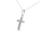 925 Sterling Silver 1/4 Cttw Prong Set Round-Cut Diamond Cross 18" Pendant Necklace (J-K Color, I2-I3 Clarity)