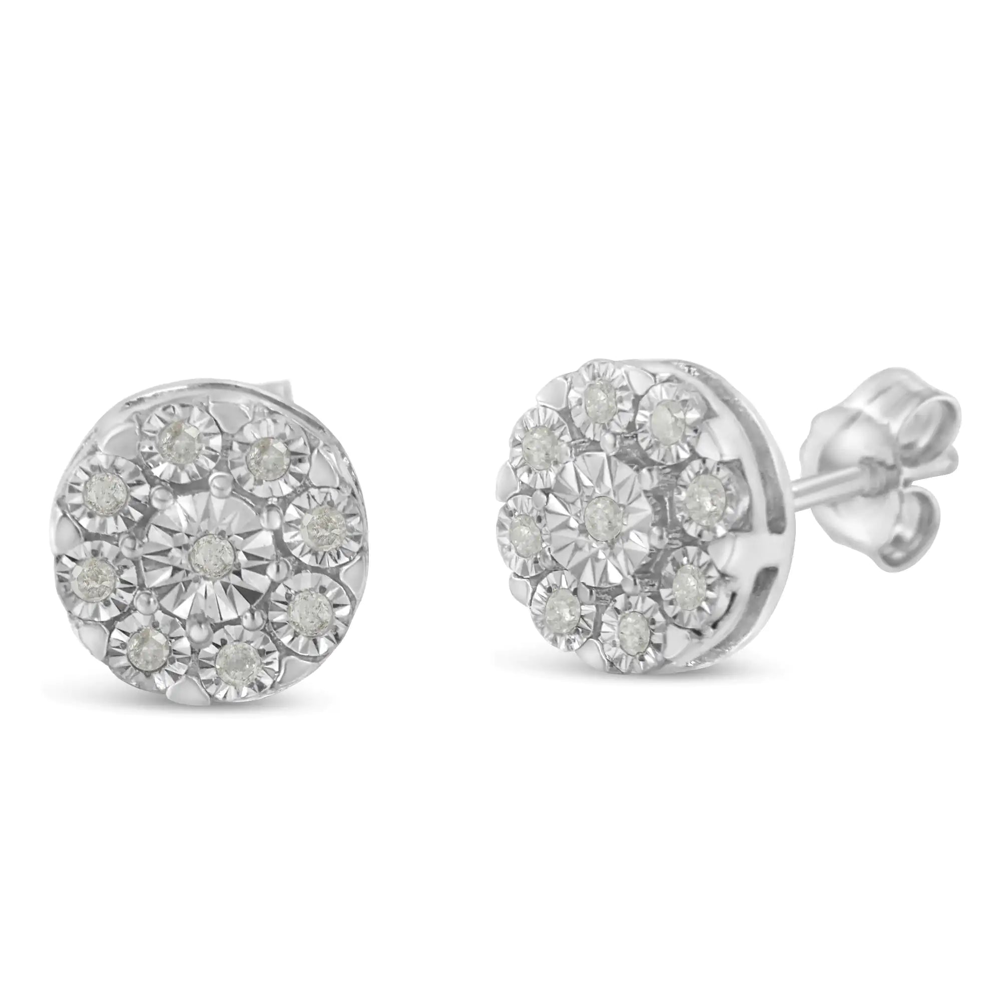 Miracle-Set Floral Cluster Push Back Stud Earrings