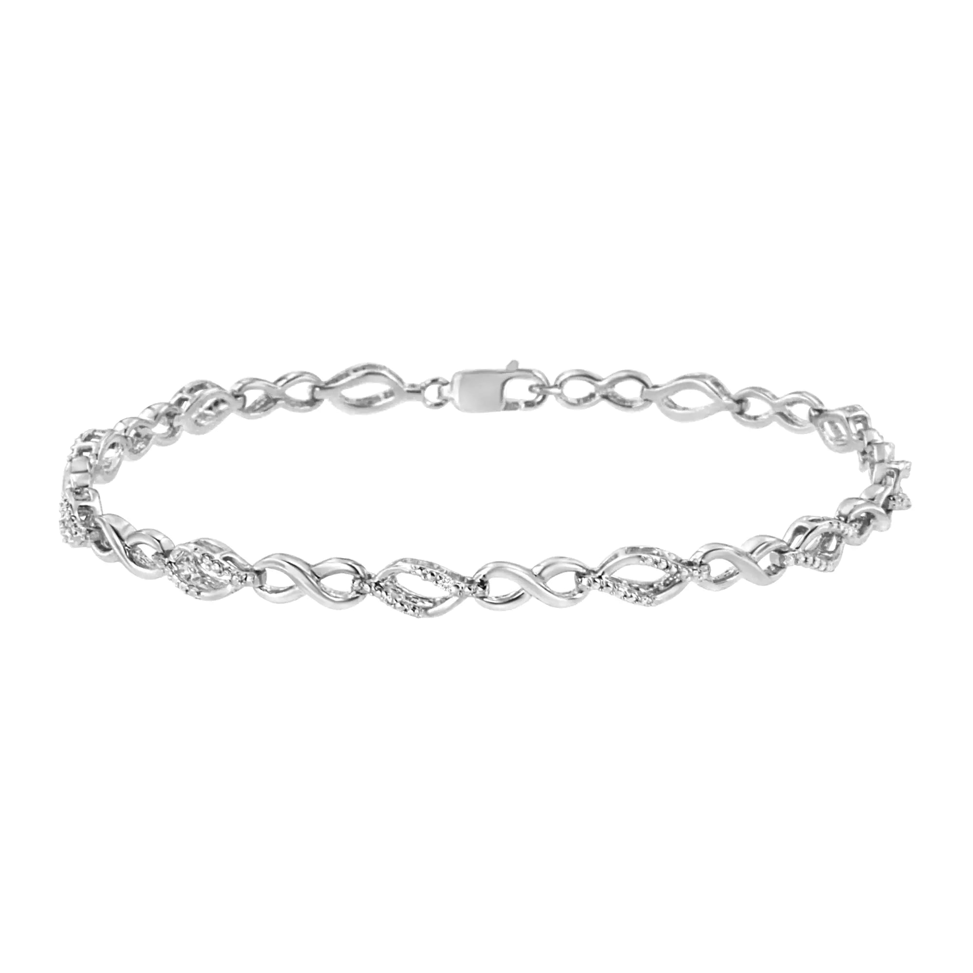 Diamond Accent Alternating Infinity Shape Link Bracelet