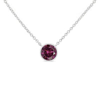 Bezel Set 3.5mm Created Gemstone Solitaire 18" Pendant Necklace