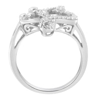 925 Sterling Silver Diamond Heart and Music Note Ring 