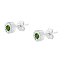  Round Brilliant-Cut Green Diamond Miracle-Set Stud Earring  