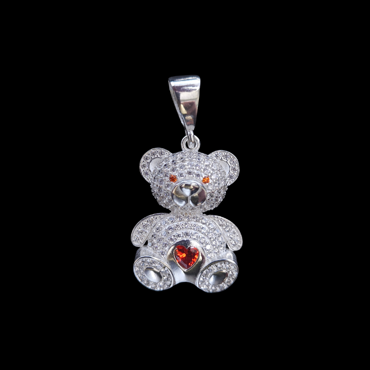 Moissanite Teddy Bear Sterling Silver Pendant