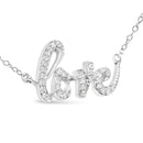 925 Sterling Silver 1/5 Cttw Round Diamond Love 18" Pendant Necklace