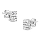 Round Diamond Oval Shaped Cluster Stud Earrings 