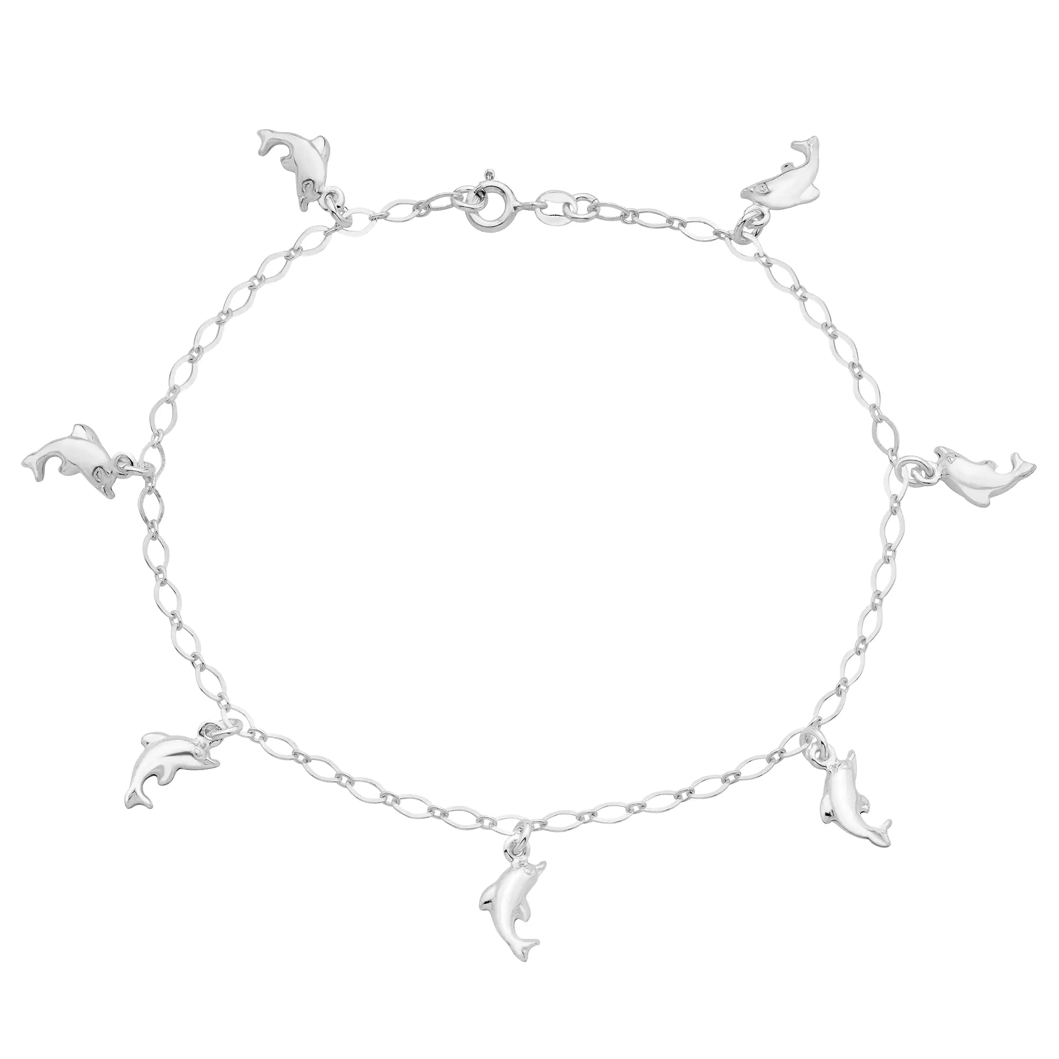 Sterling Silver Dolphin Charm Bracelet